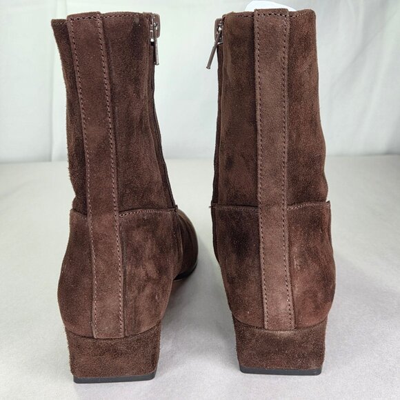 NWT Steve Madden Dusty Square Toe Zippered Boots Chocolate Brown Suede - Picture 4 of 7